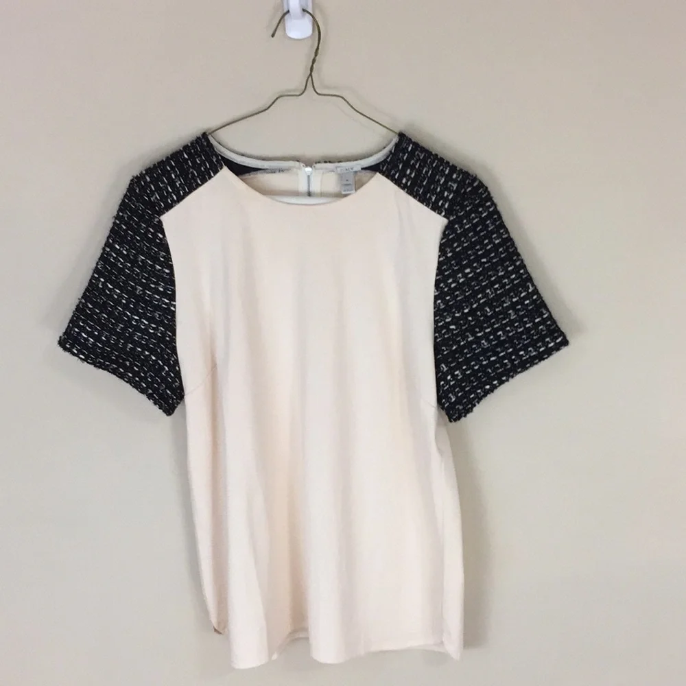 J Crew  Tweed Sleeve Short Sleeve Top Size Medium